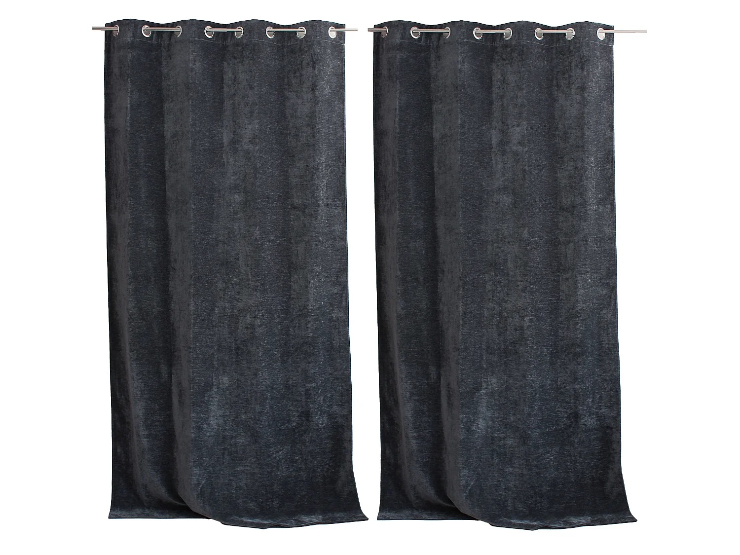 Lot de 2 Rideaux Thermique avec Œillets, Grande Hauteur, 140x260cm, Velours, Collection Velvet, CMADECO - Anthracite