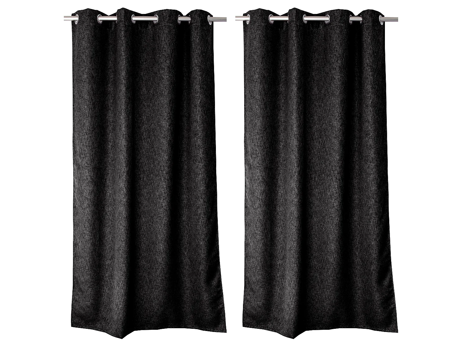 Rideaux Obscurcissant à Œillets, Noir chiné, 140x240 cm, Lot de 2, Collection Natté, CMADECO - Noir