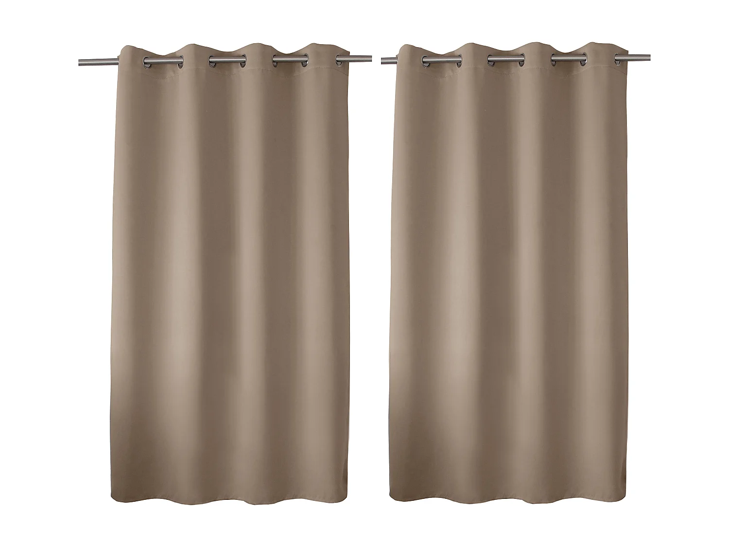 Set van 2 verduisterende gordijnen met zeilringen, naturel beige, 140x180cm, 100% polyester, Reglisse collectie