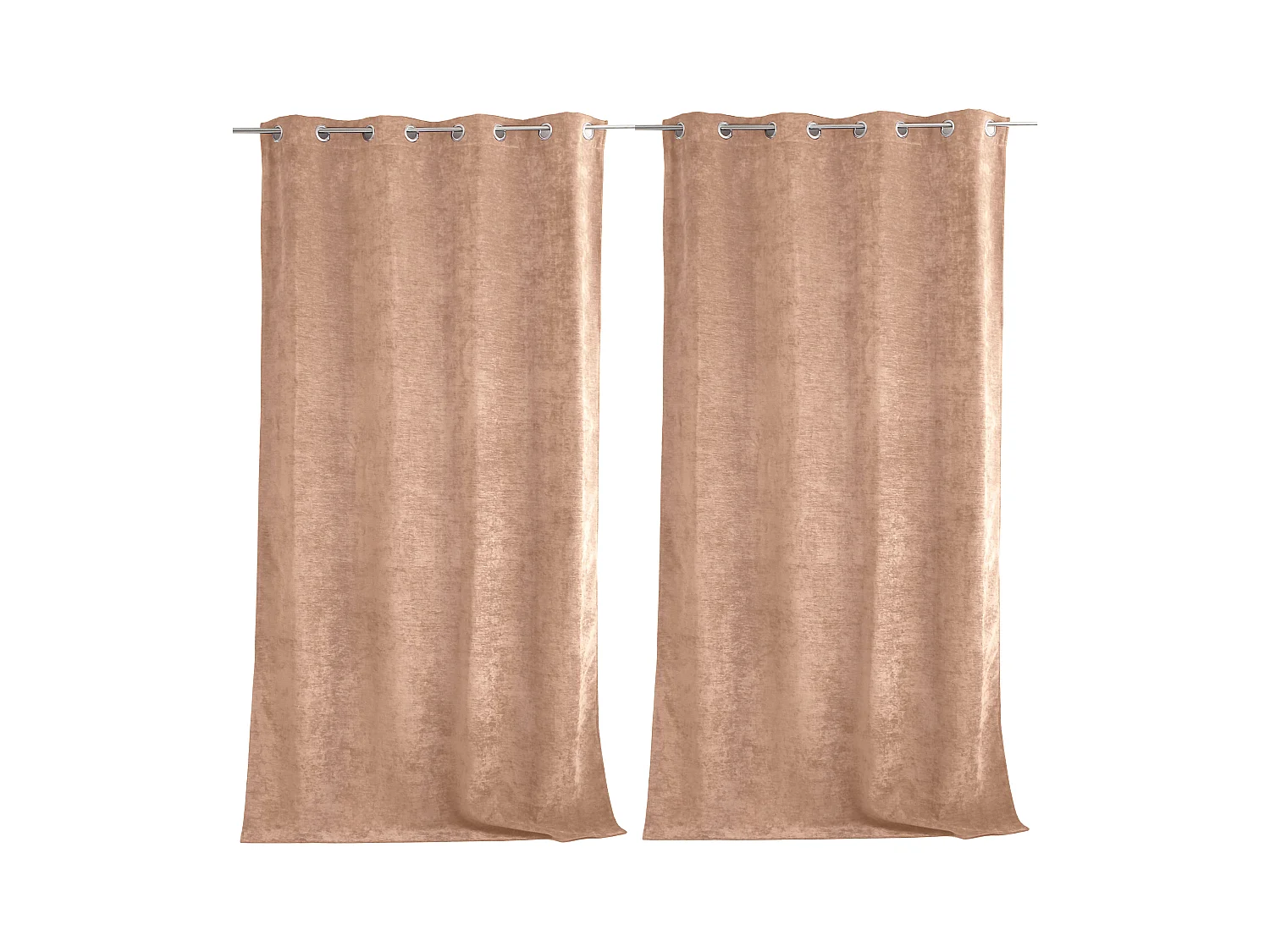 Lot de 2 Rideaux Thermique avec Œillets, Rose Pêche, Grande Hauteur, 140x260cm, Velours, Collection Velvet