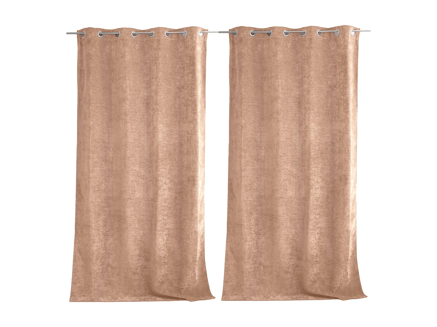 Lot de 2 Rideaux Thermique avec Œillets, Rose Pêche, Grande Hauteur, 140x260cm, Velours, Collection Velvet