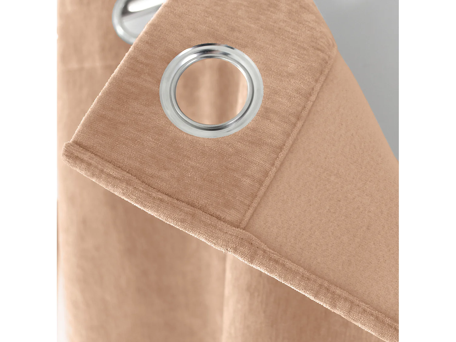 Lot de 2 Rideaux Thermique avec Œillets, Rose Pêche, Grande Hauteur, 140x260cm, Velours, Collection Velvet