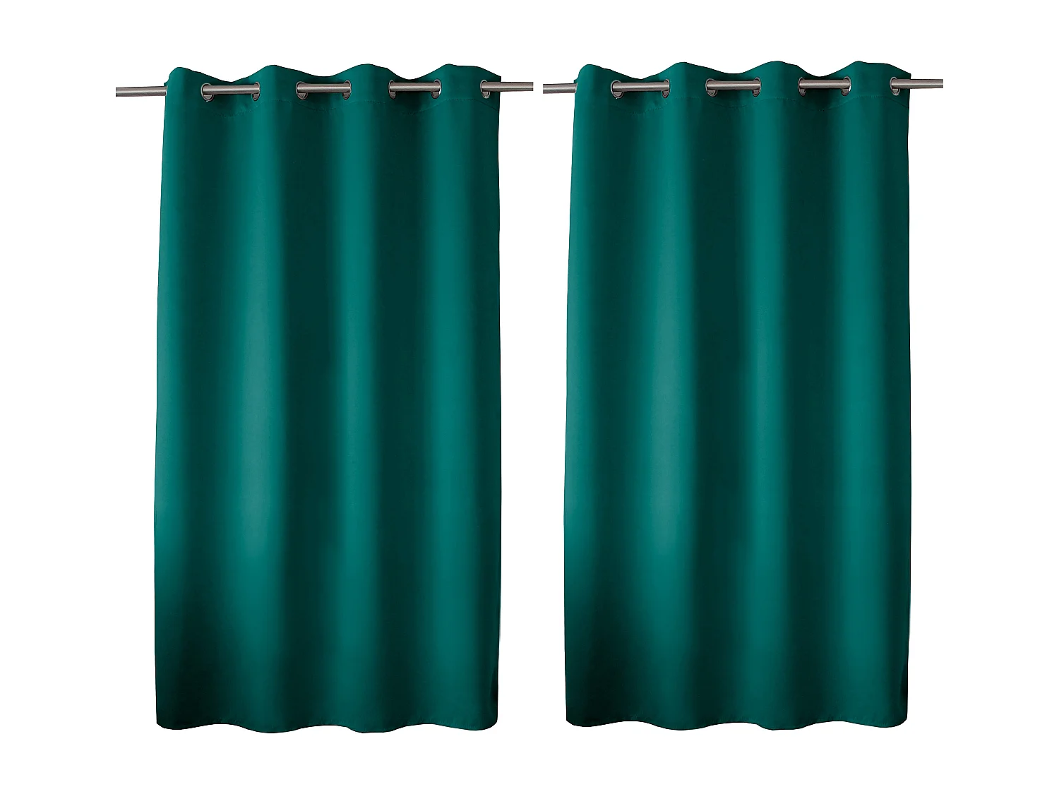 Lot de 2 rideaux occultant avec oeillets, vert émeraude, 140x180cm, 100% polyester, collection Réglisse