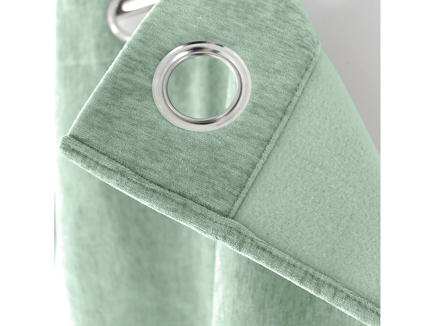 Lot de 2 Rideaux Thermique avec Œillets, Céladon, Grande Hauteur, 140x260cm, Velours, Collection Velvet