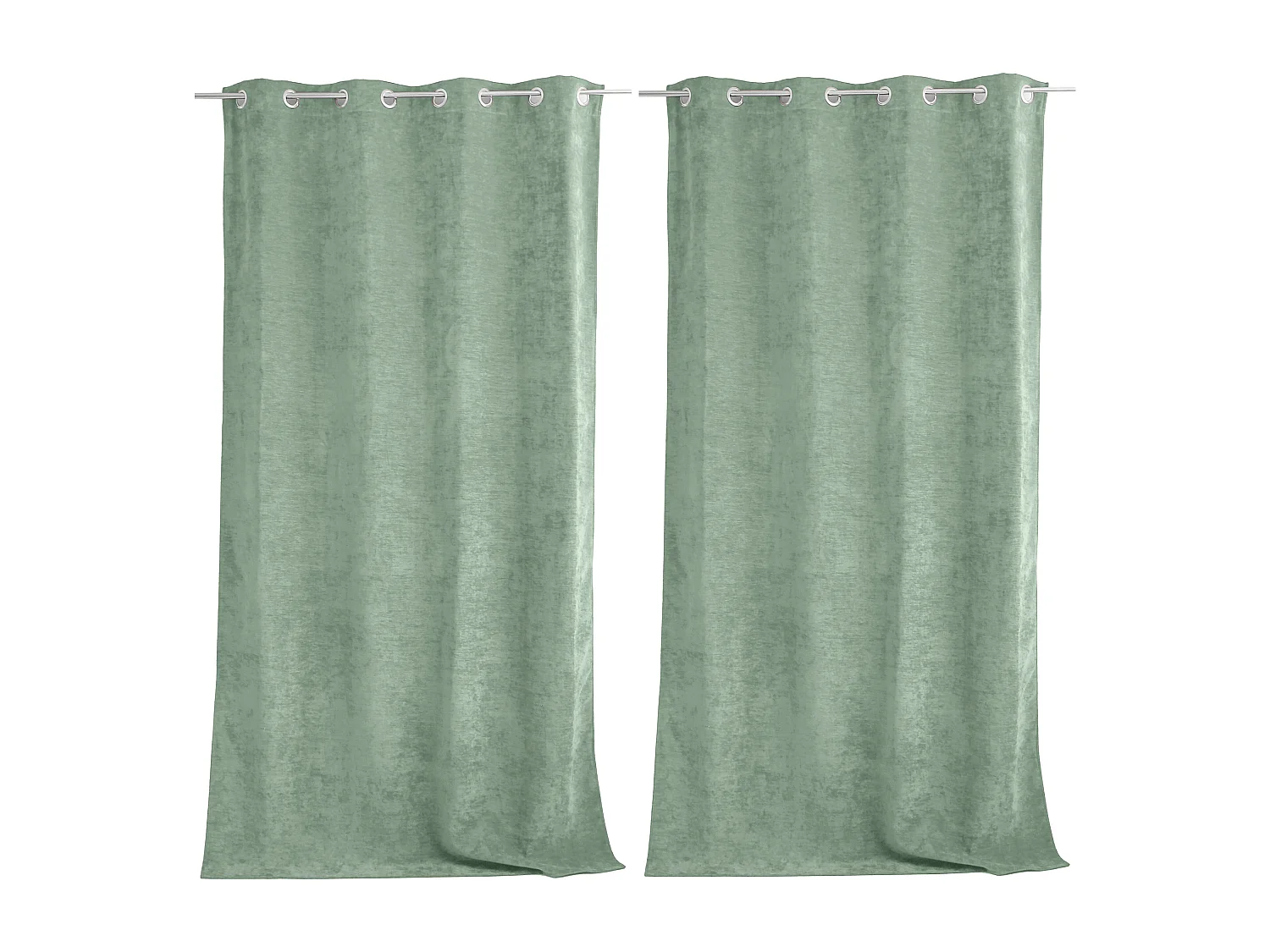 Lot de 2 Rideaux Thermique avec Œillets, Céladon, Grande Hauteur, 140x260cm, Velours, Collection Velvet