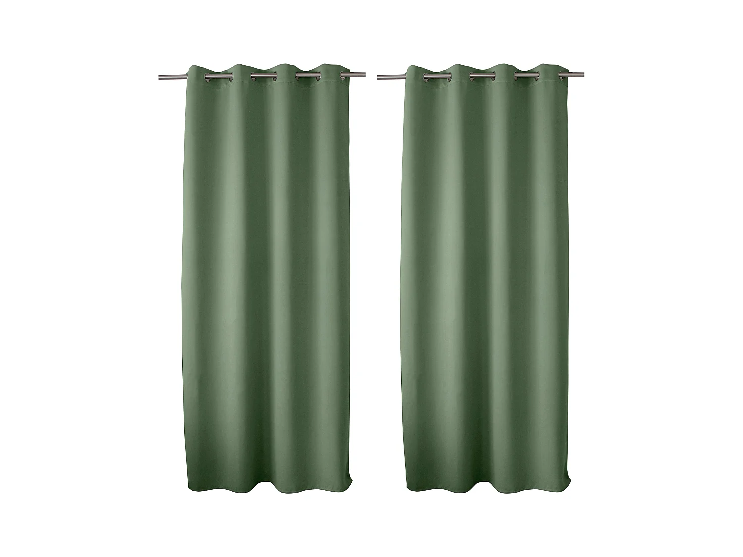2 rideaux occultant à œillets, vert argile, 140x240cm, 100% polyester, collection Réglisse