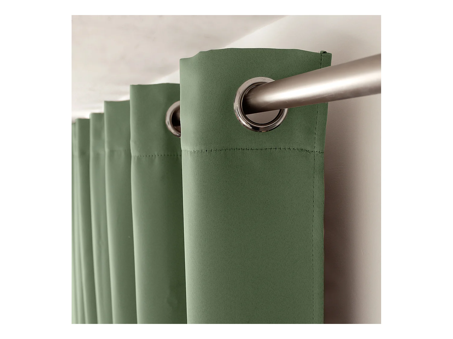 2 rideaux occultant à œillets, vert argile, 140x240cm, 100% polyester, collection Réglisse