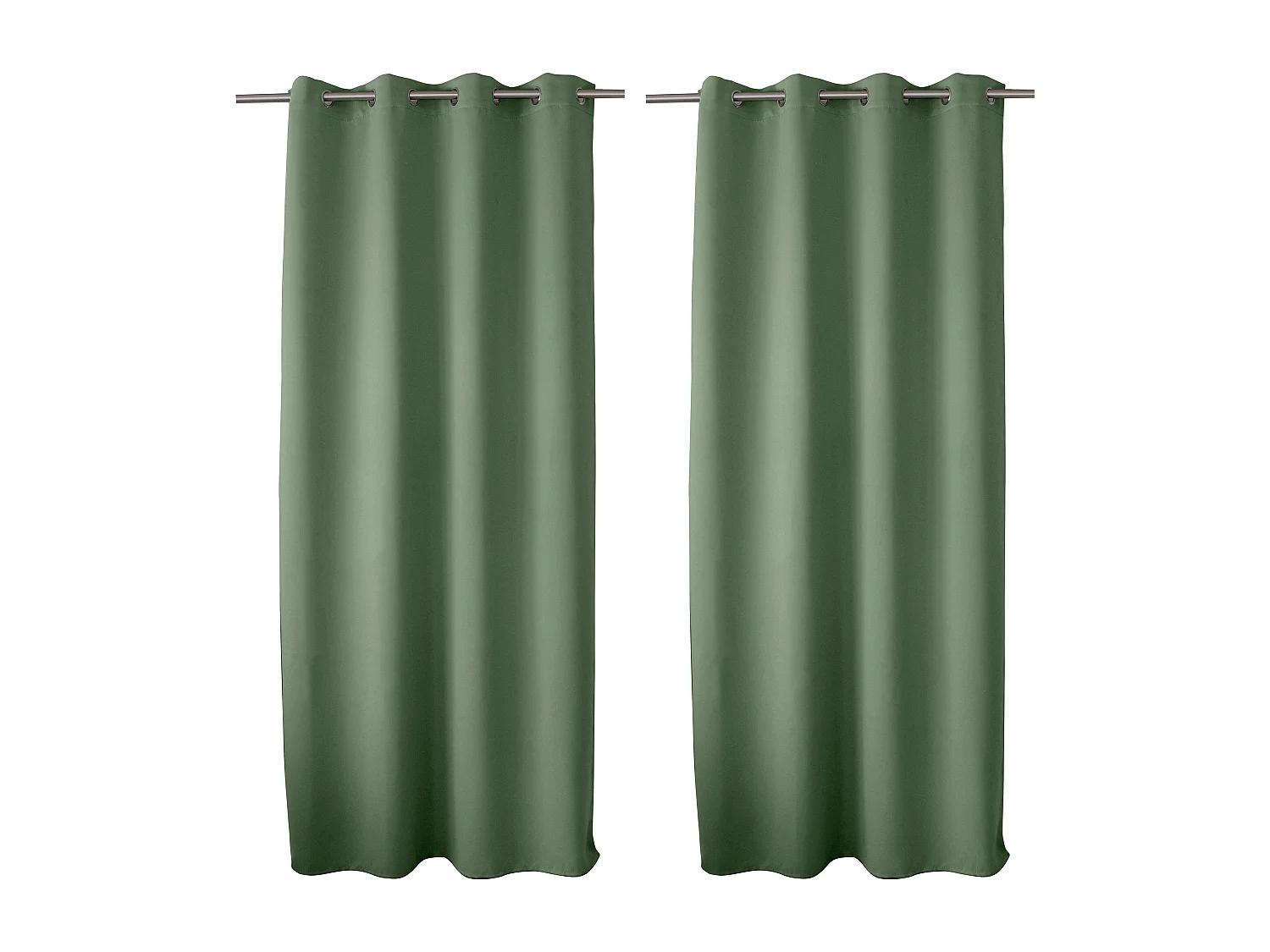 2 rideaux occultant à œillets, vert argile, 140x240cm, 100% polyester, collection Réglisse