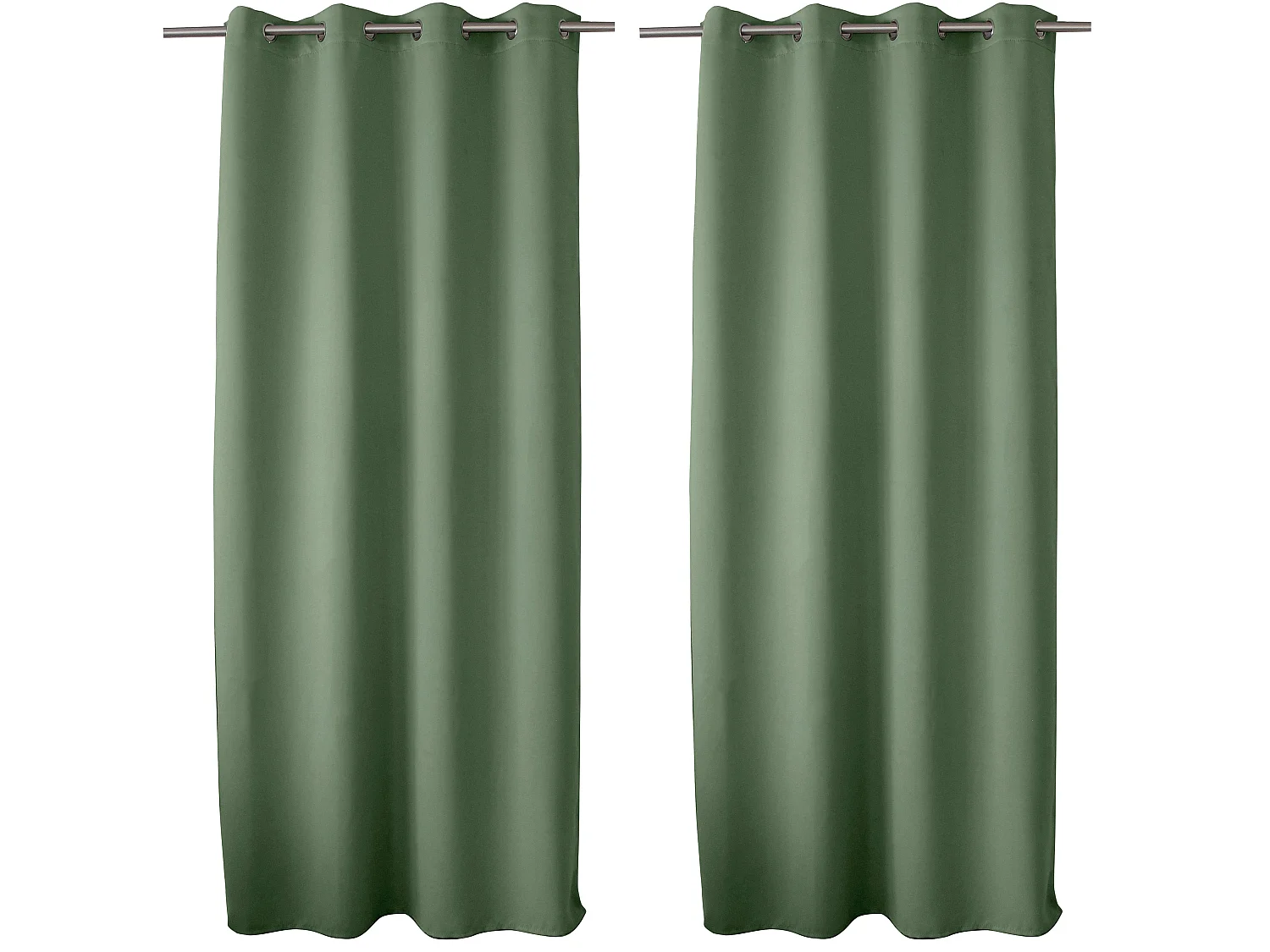 Lot de 2 Rideaux Occultant avec Œillets, Vert Olive, 140x240cm, 100% polyester, Collection Réglisse, CMADECO - Vert