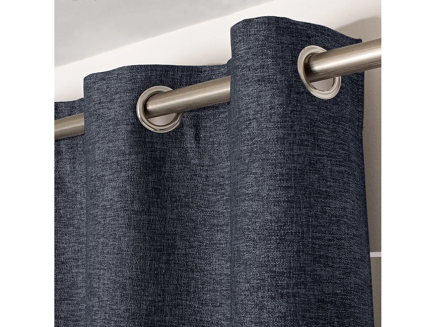 Lot de 2 rideaux à oeillets, obscurcissant, 140x240 cm, gris anthracite chiné, Collection Natté