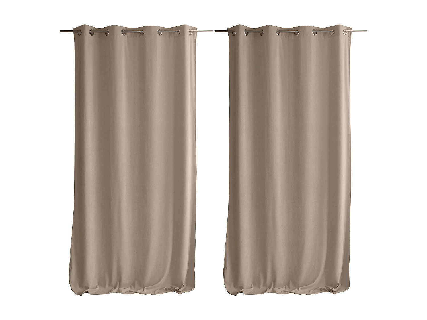 Lot de 2 Rideaux avec Œillets, Beige Naturel, Grande Hauteur, 140x260cm, Velours Ras, Collection Calin