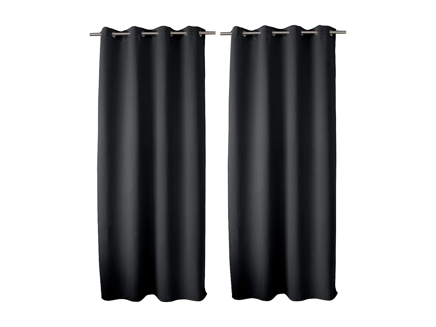 2 rideaux occultant à œillets, gris foncé, 140x240cm, 100% polyester, collection Réglisse