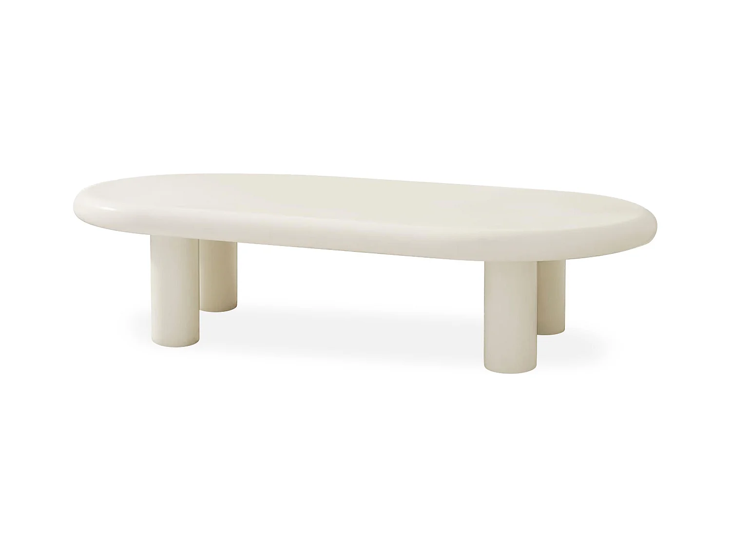 Table basse arrondie 160cm avec pieds colonnes Roady Crème