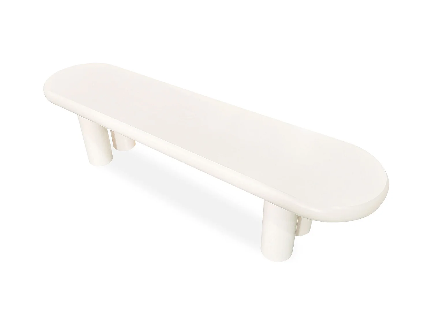 Table basse arrondie 160cm avec pieds colonnes Roady Crème