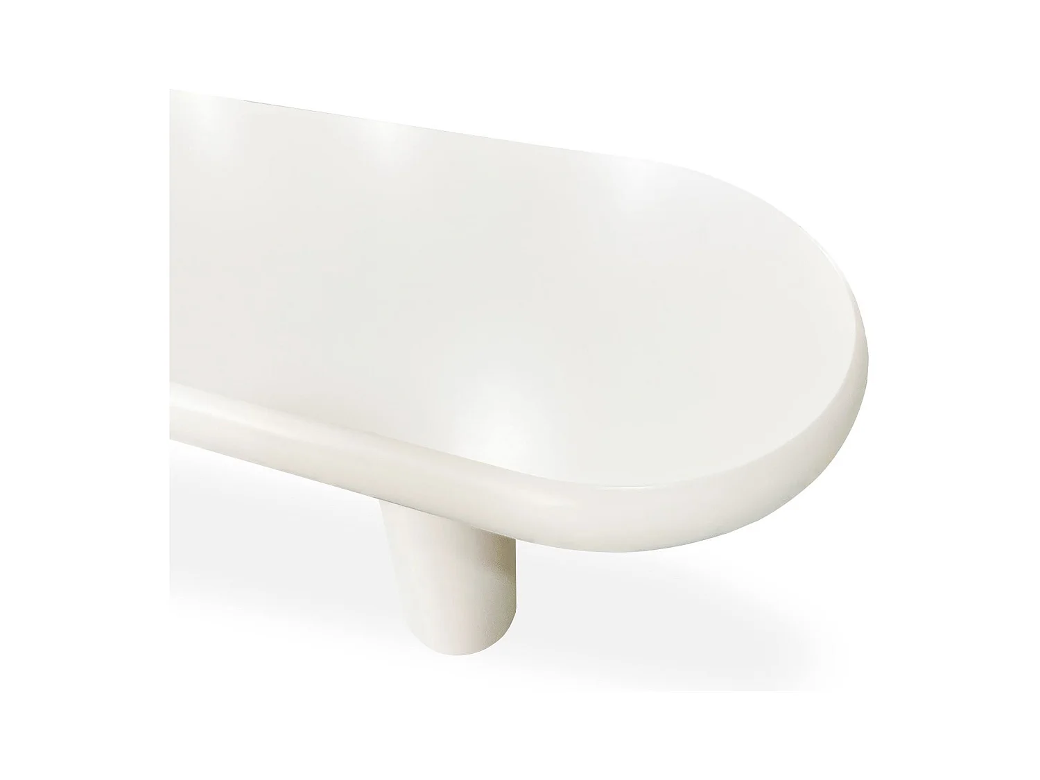 Table basse arrondie 160cm avec pieds colonnes Roady Crème