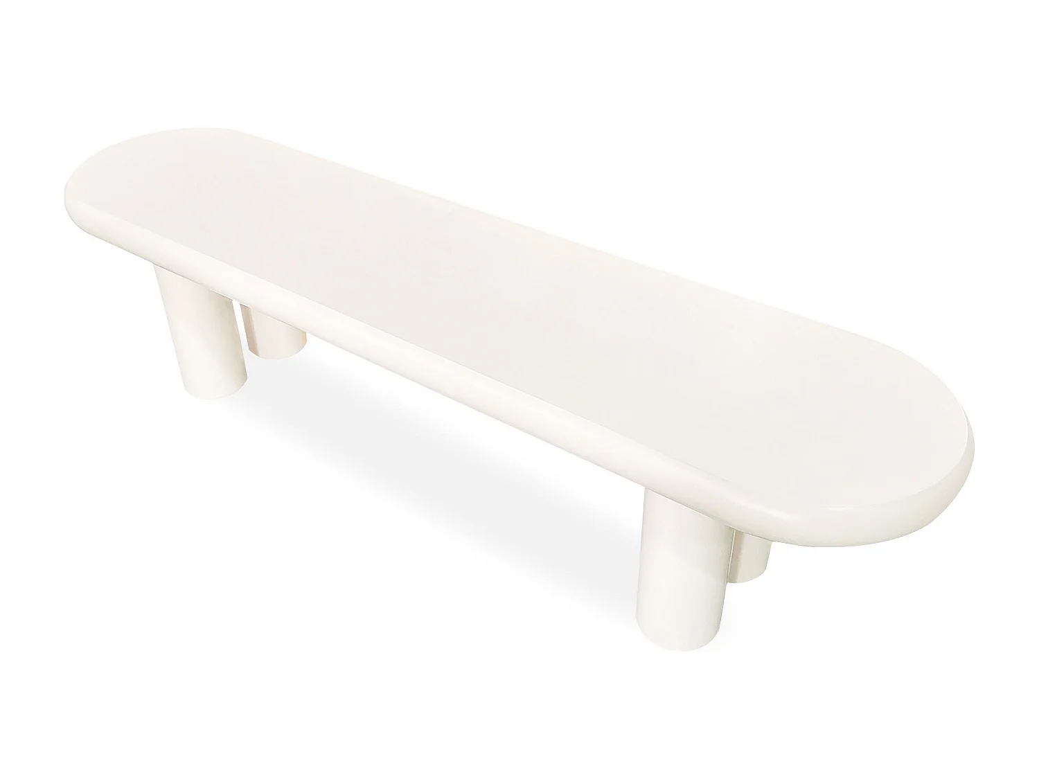 Table basse arrondie 160cm avec pieds colonnes Roady Crème