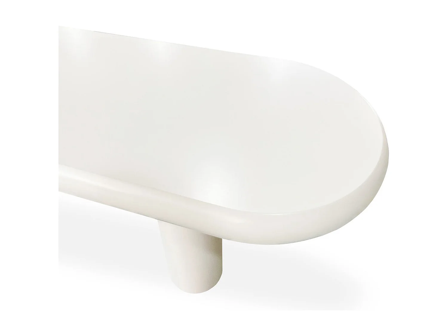 Table basse arrondie 160cm avec pieds colonnes Roady Crème