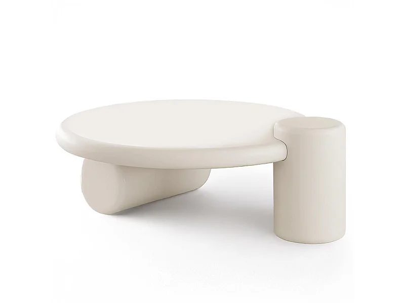 Table basse ronde asymétrique 100cm Yang Crème