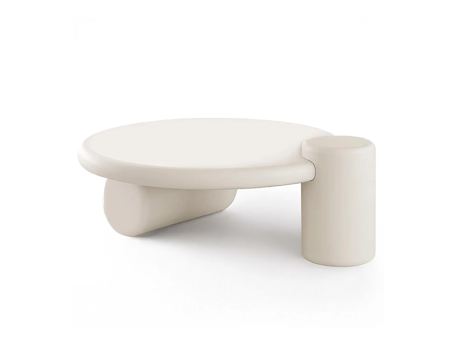 Table basse ronde asymétrique 100cm Yang Crème