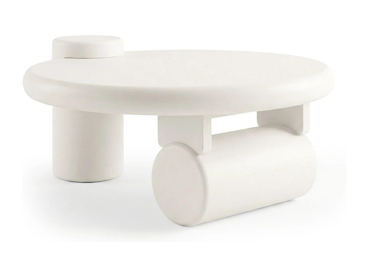 Table basse ronde asymétrique 100cm Yang Crème