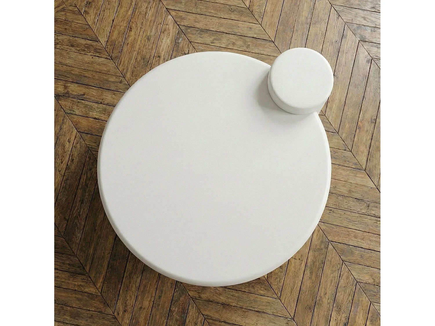 Table basse ronde asymétrique 100cm Yang Crème