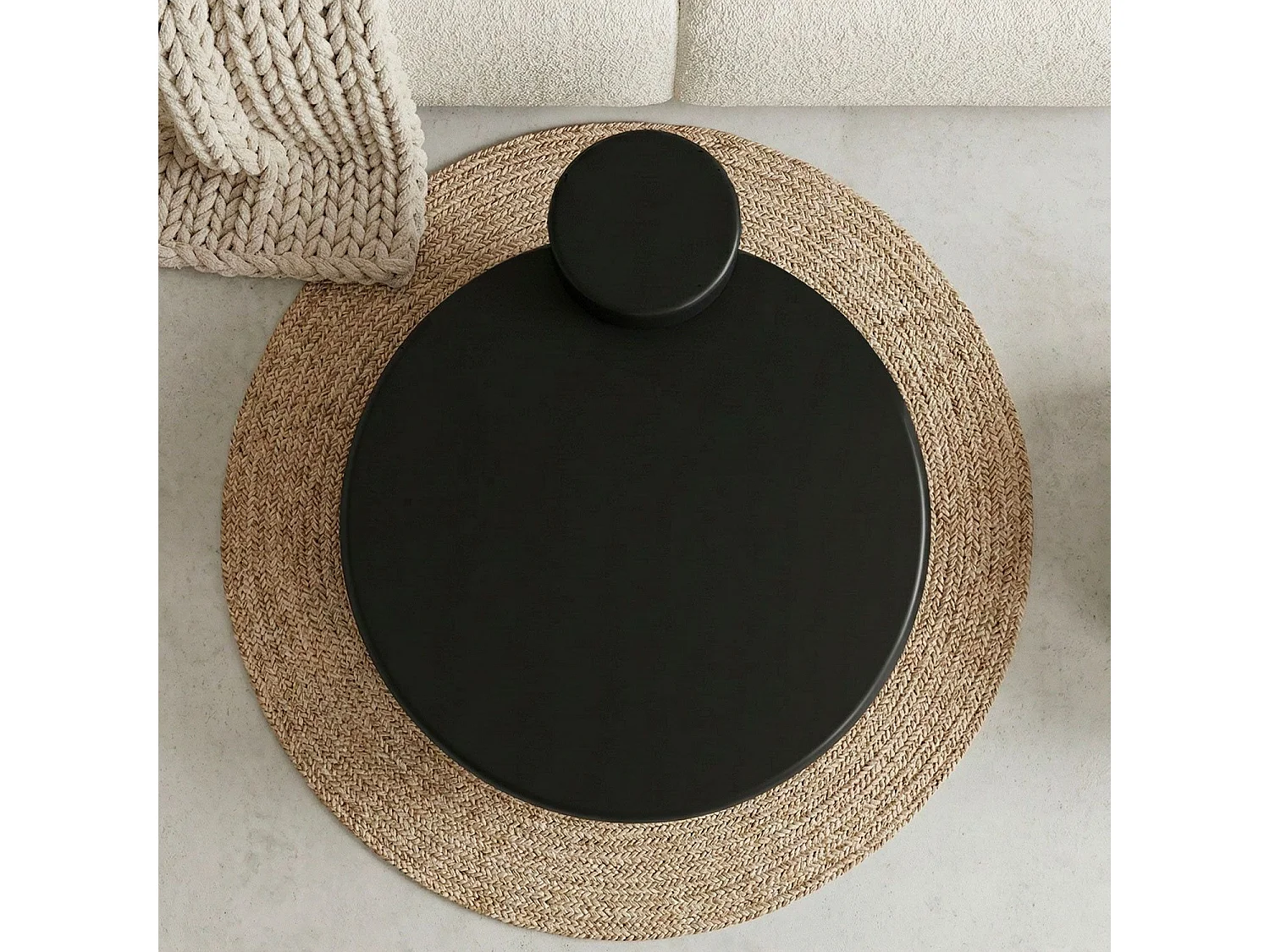 Table basse ronde asymétrique 100cm Yang Noir