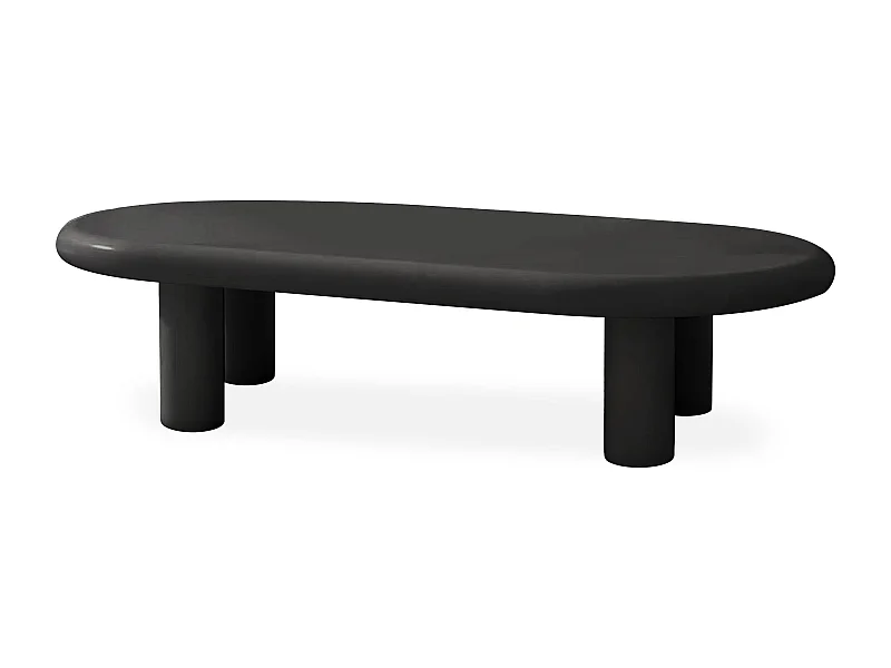 Table basse arrondie 160cm avec pieds colonnes Roady Noir