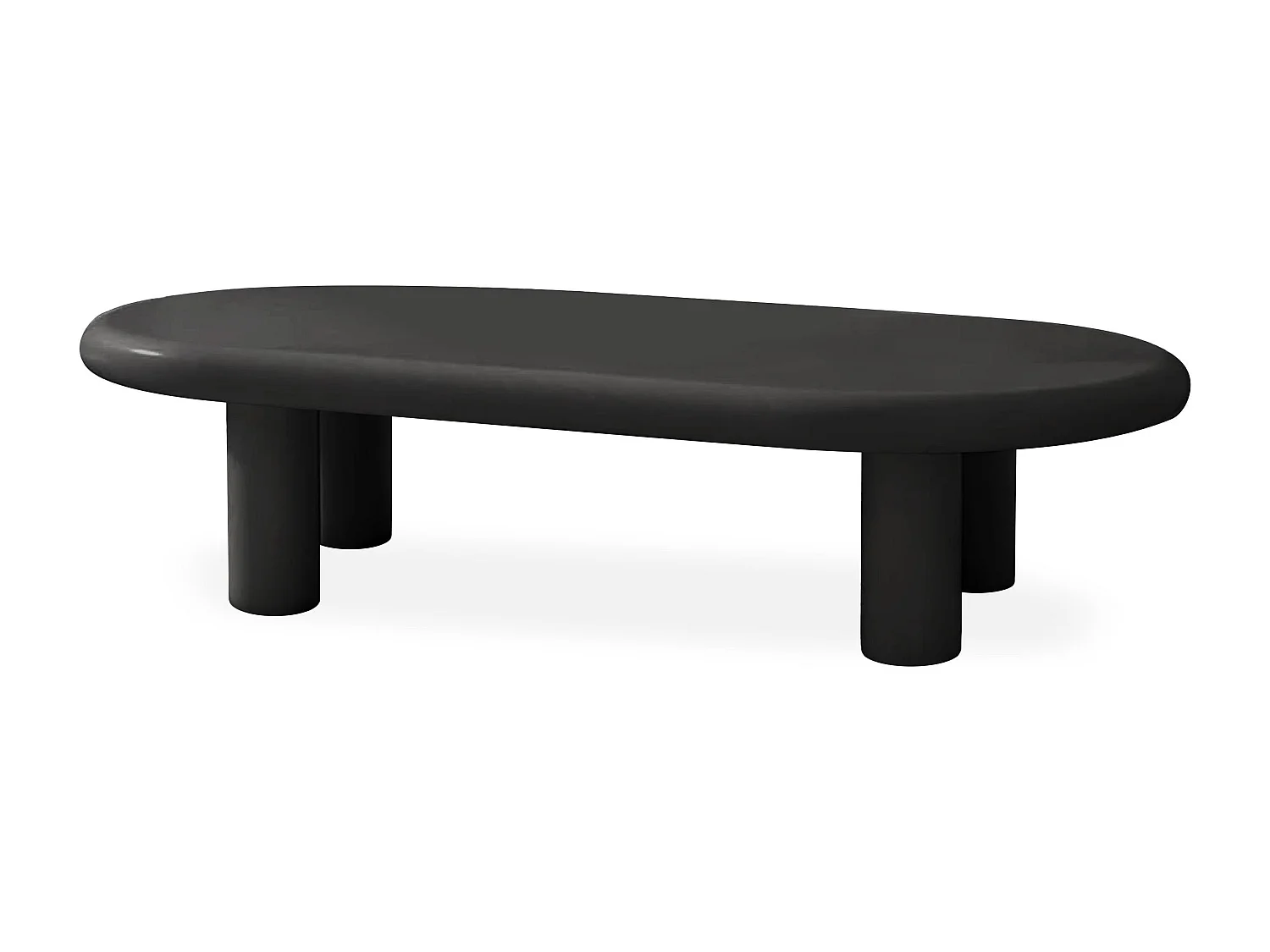 Table basse arrondie 160cm avec pieds colonnes Roady Noir