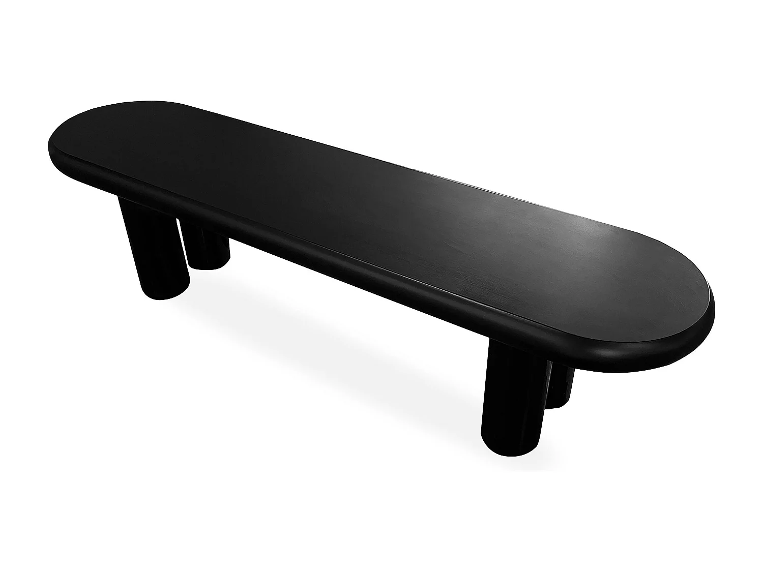 Table basse arrondie 160cm avec pieds colonnes Roady Noir
