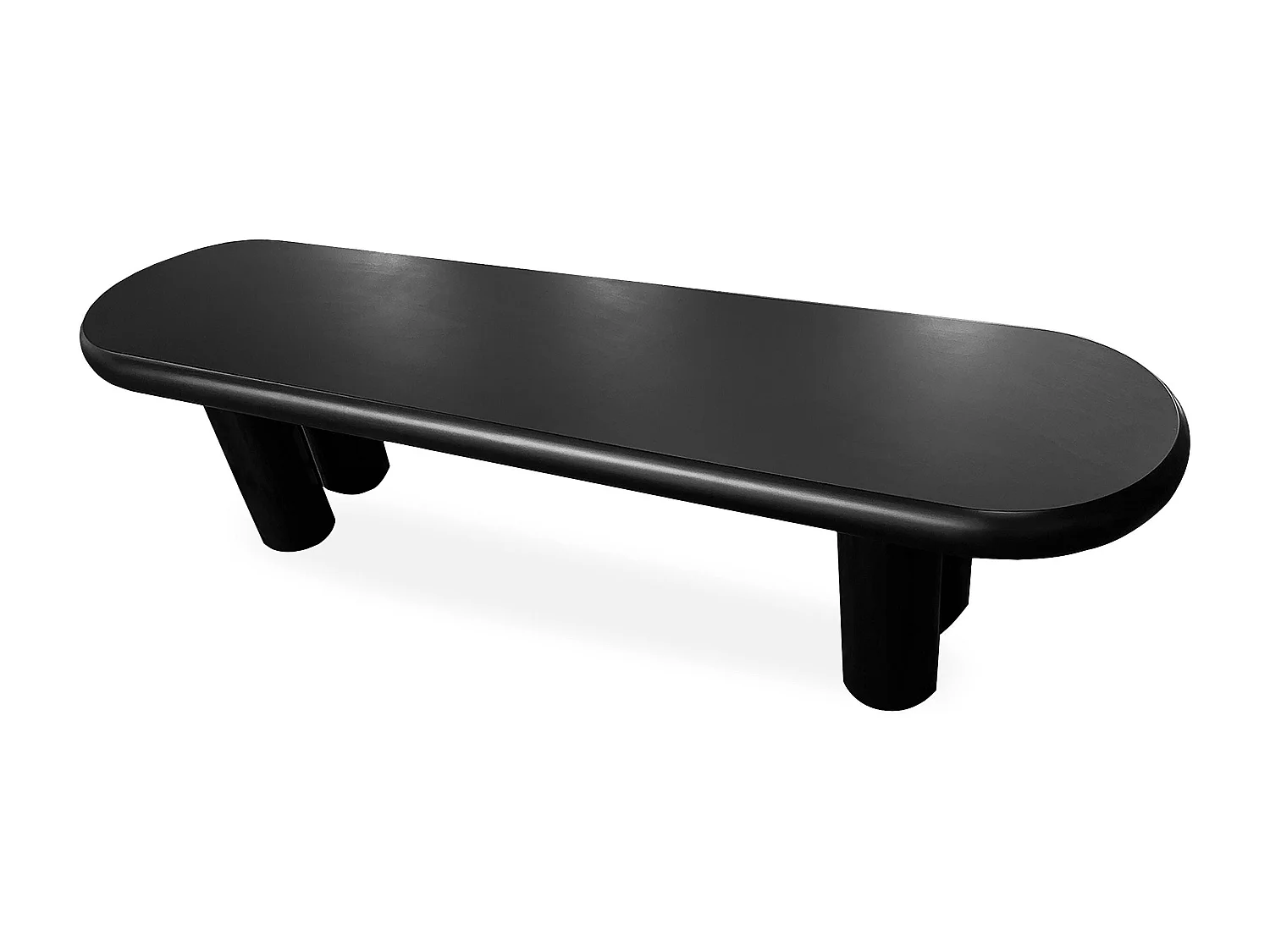 Table basse arrondie 160cm avec pieds colonnes Roady Noir