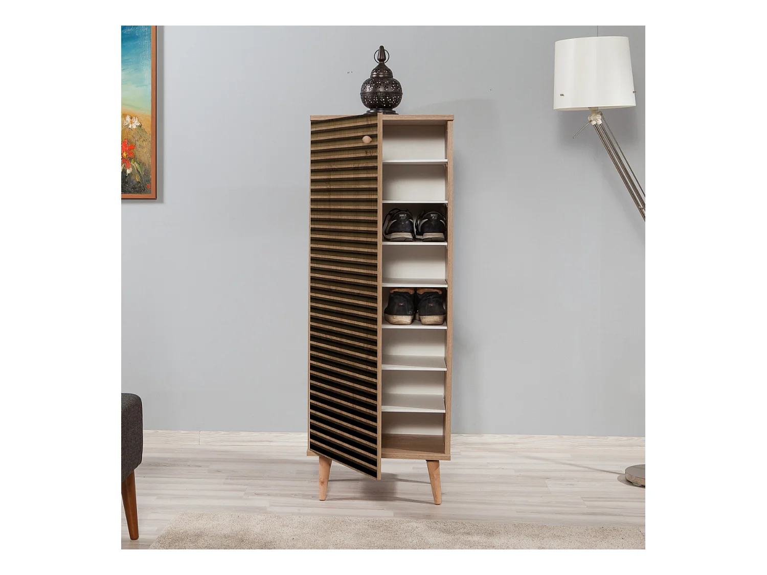 Meuble à chaussures en bois - 8 rangements LOYA