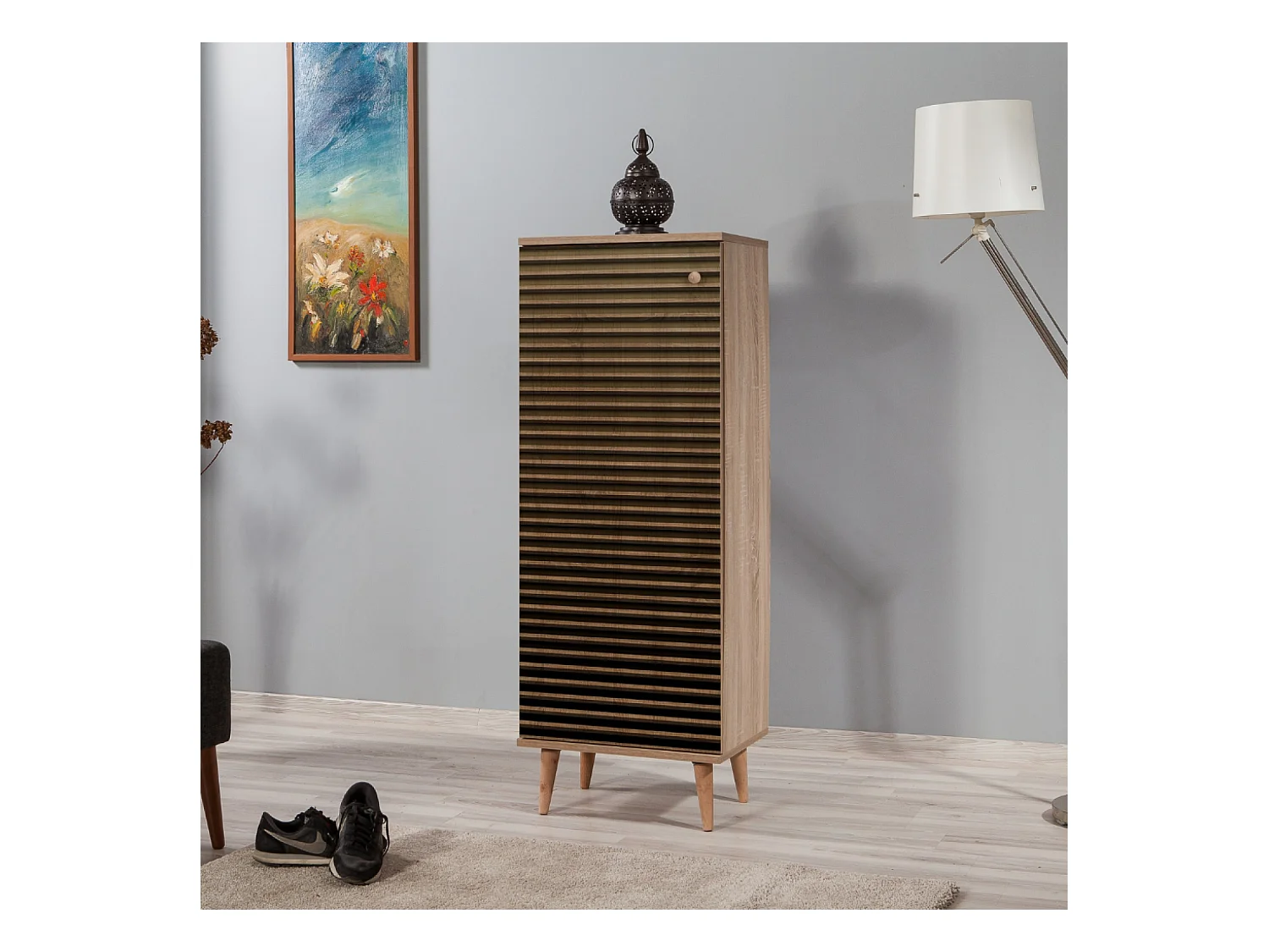 Meuble à chaussures en bois - 8 rangements LOYA