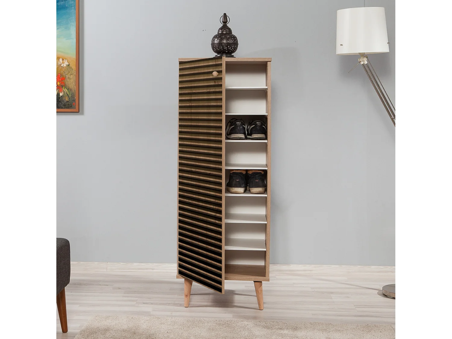 Meuble à chaussures en bois - 8 rangements LOYA