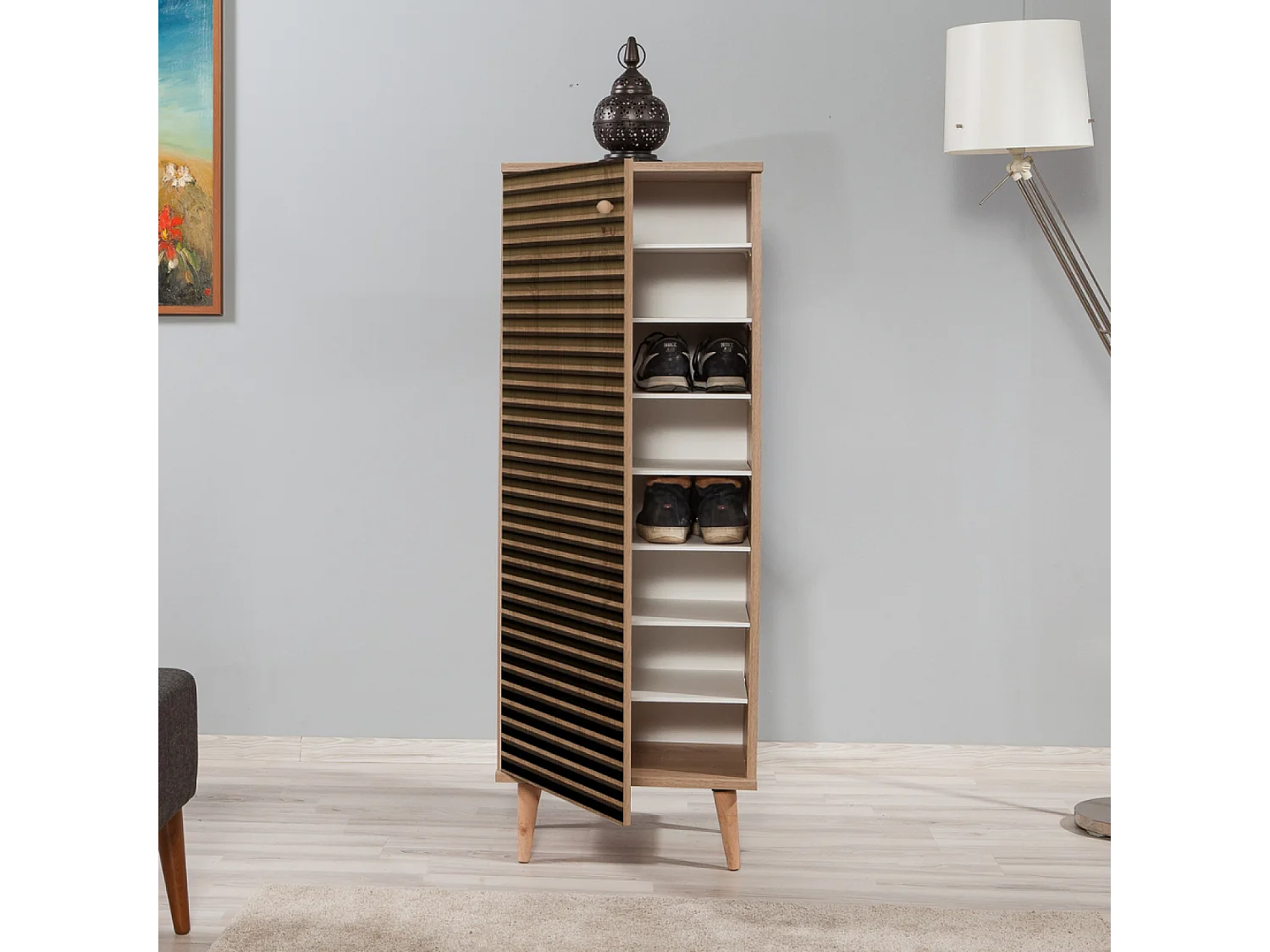 Meuble à chaussures en bois - 8 rangements LOYA