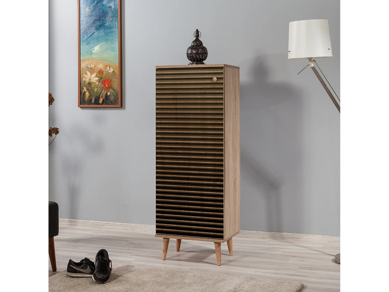 Meuble à chaussures en bois - 8 rangements LOYA