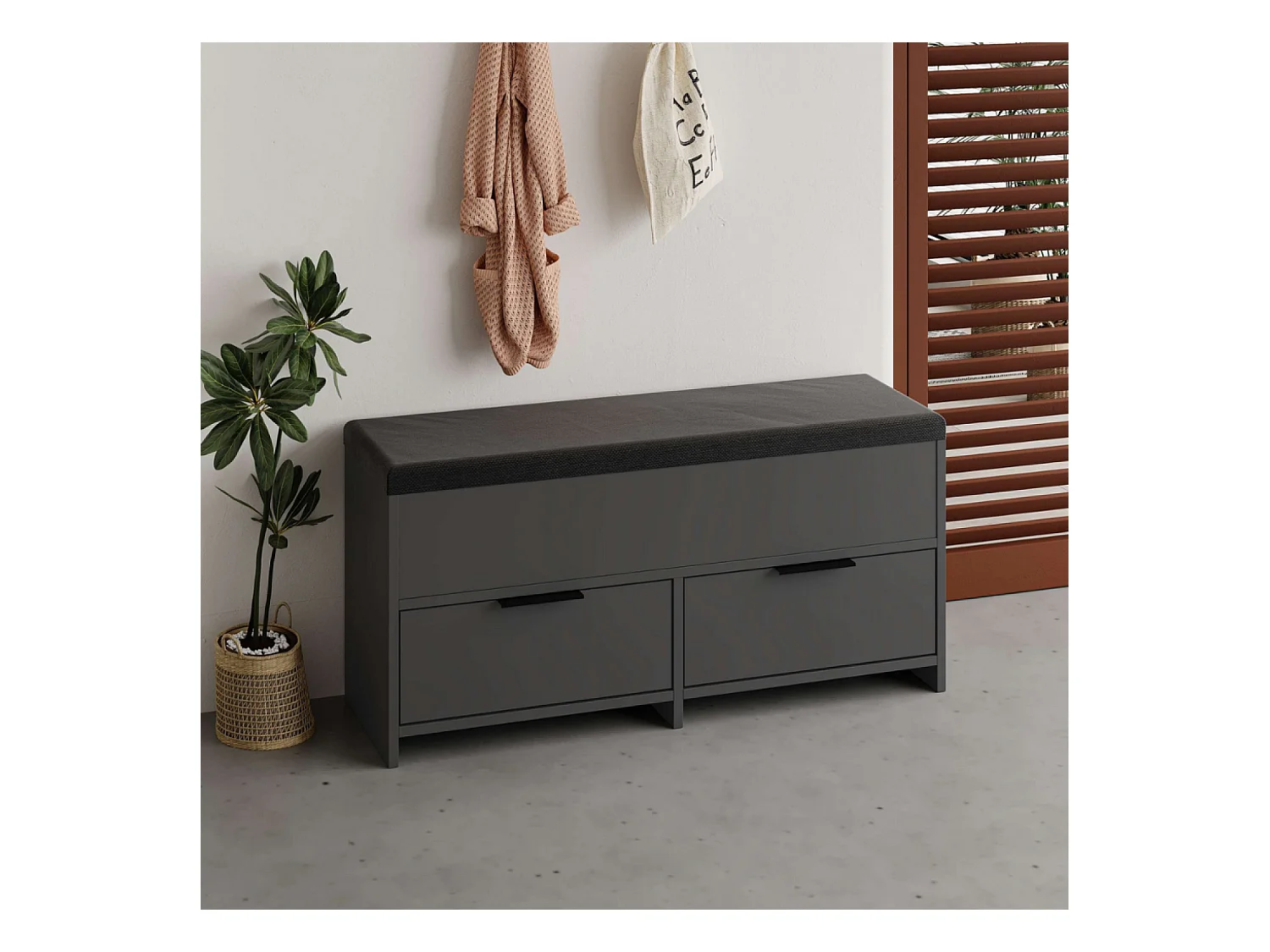 Schoenenkast Antraciet Zwart 4 Opbergvakken