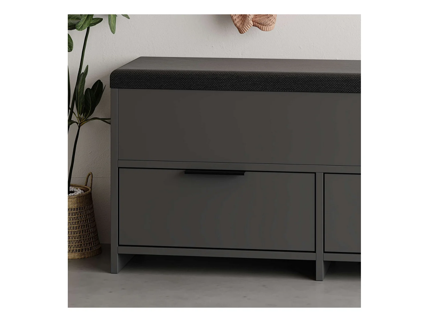 Schoenenkast Antraciet Zwart 4 Opbergvakken