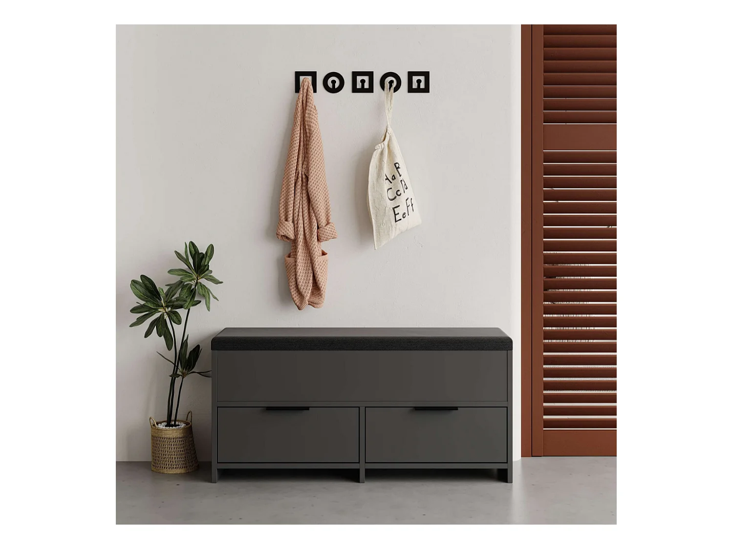 Meuble à chaussures - 4 rangements - noir POLI
