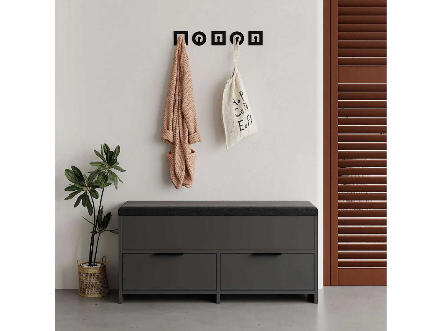 Schoenenkast Antraciet Zwart 4 Opbergvakken