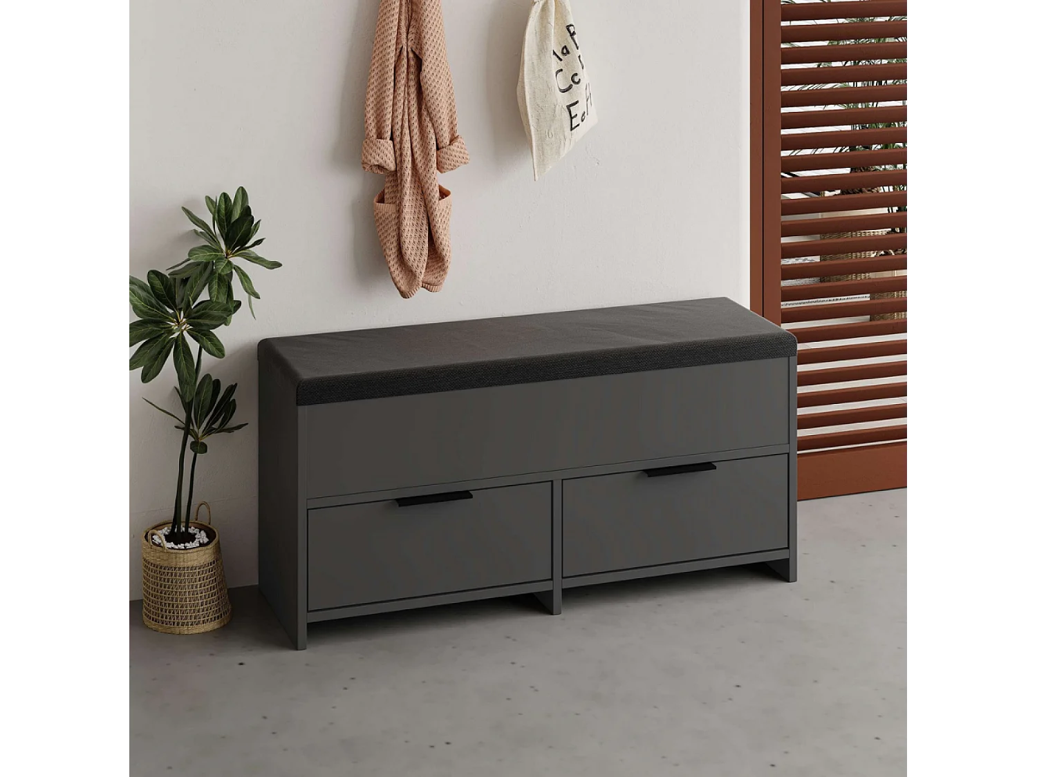 Schoenenkast Antraciet Zwart 4 Opbergvakken