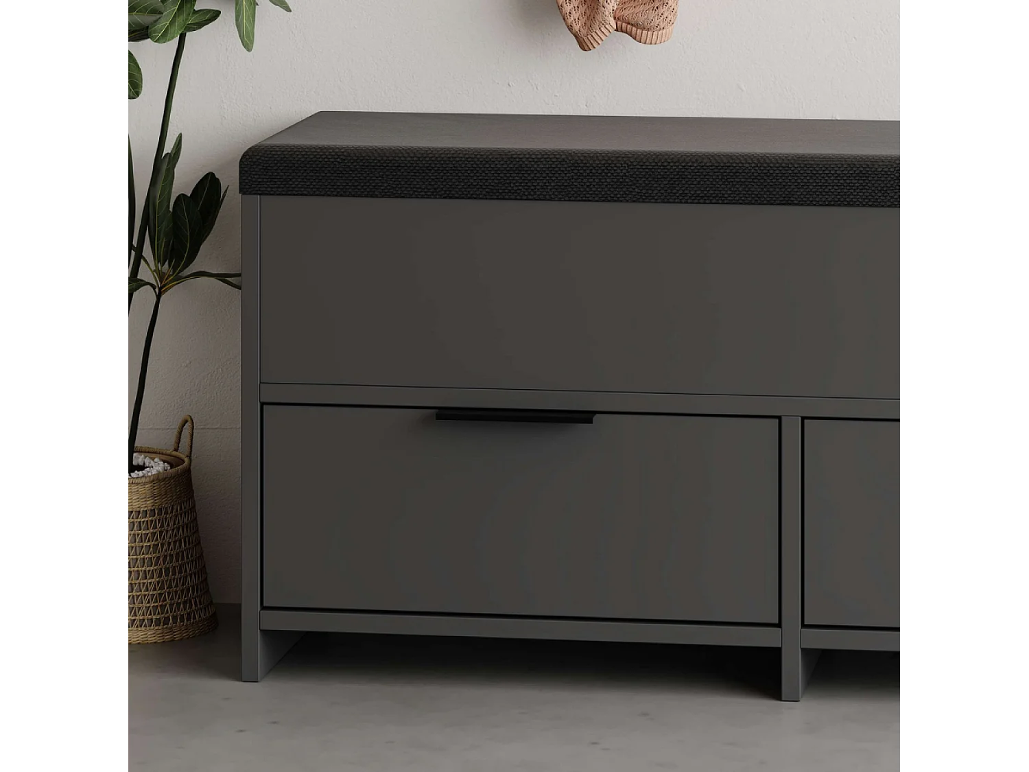 Schoenenkast Antraciet Zwart 4 Opbergvakken