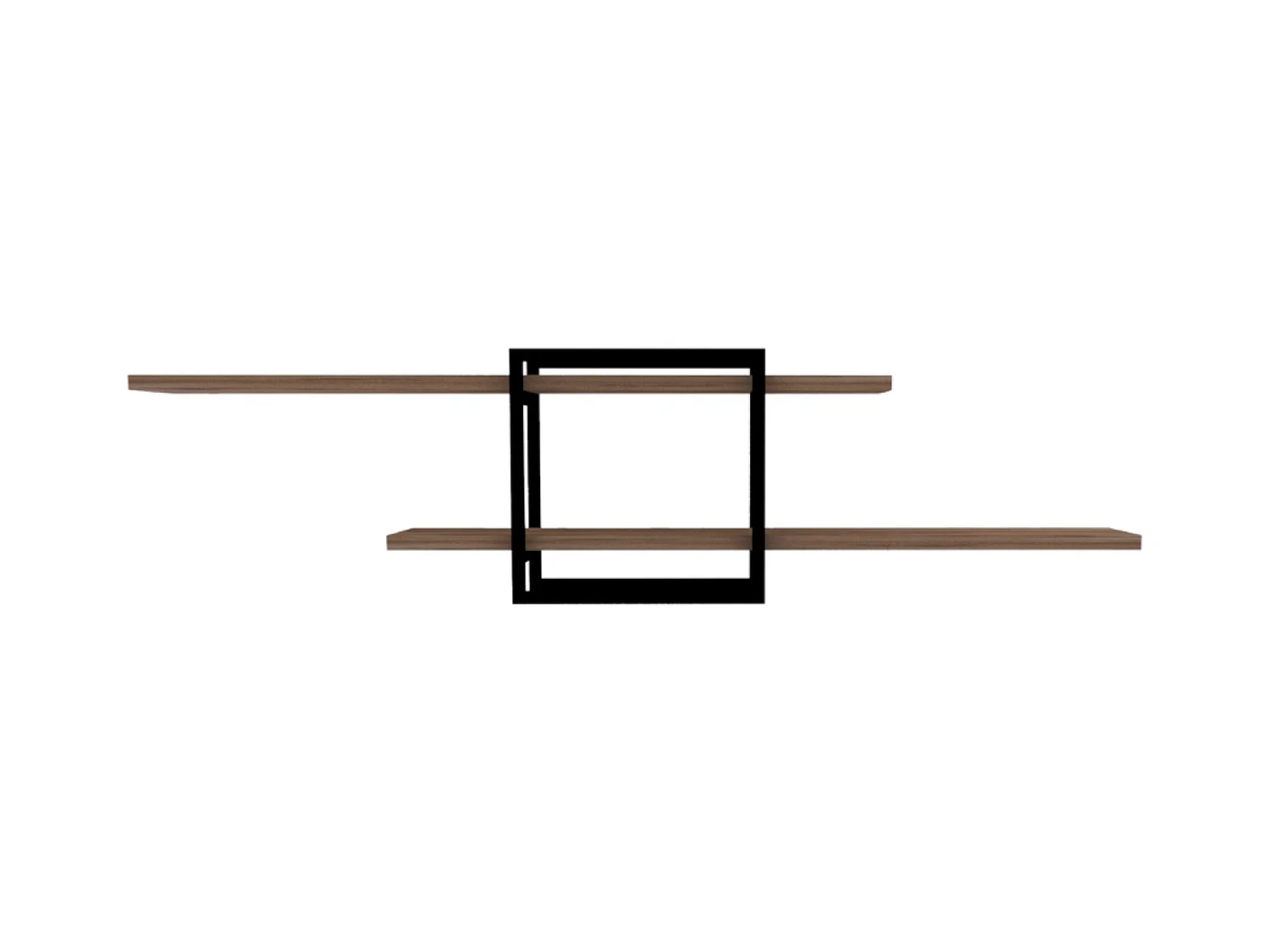 Mensola Design Parete Legno Pino Nero - 2 Ripiani - Moderna e Pratica