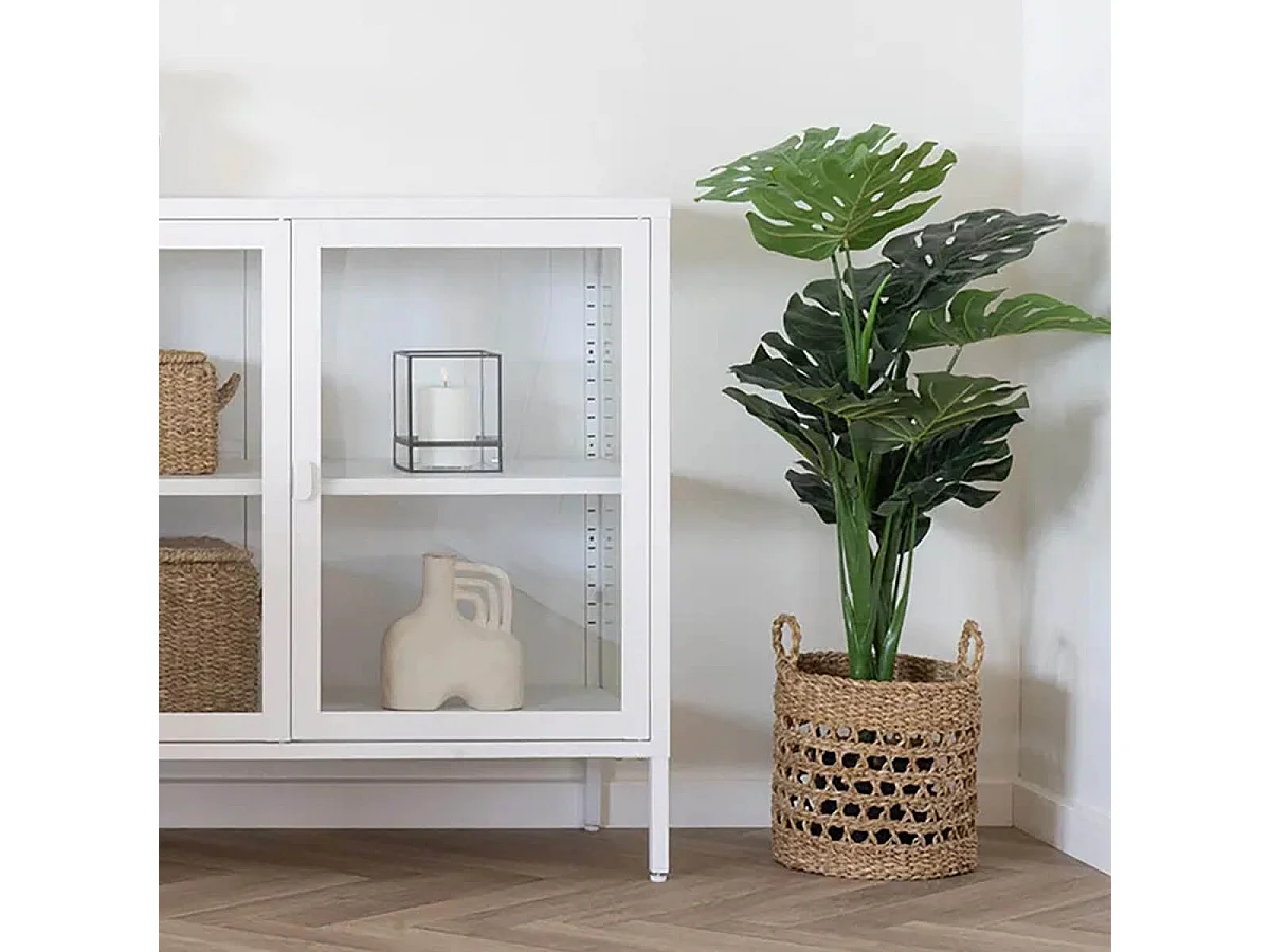 LOBAK - Lot de 3 paniers ronds en jonc de mer naturel