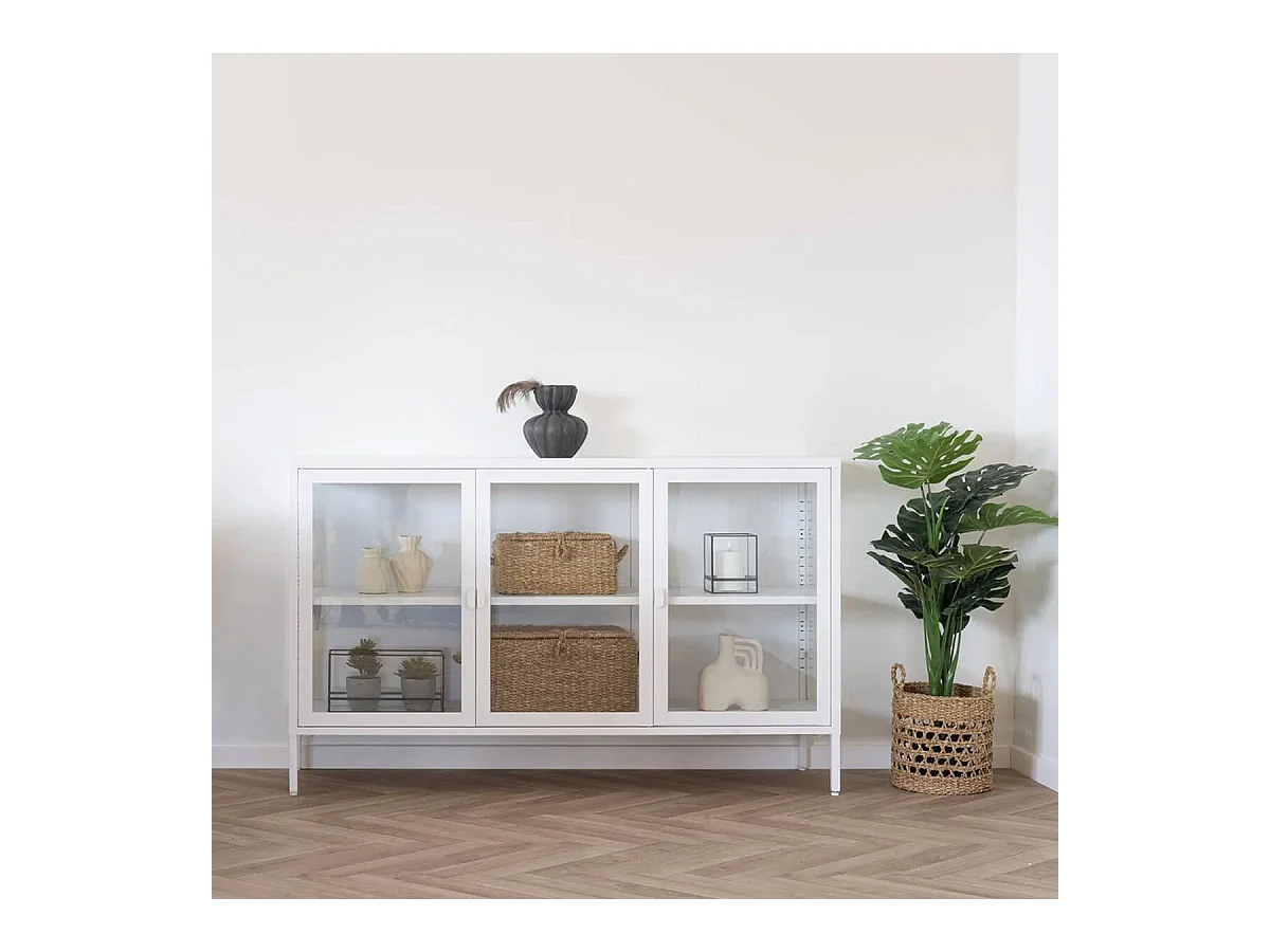 MARINELI - Lot de 2 paniers en jonc de mer et tige métal pour ouverture couvercles