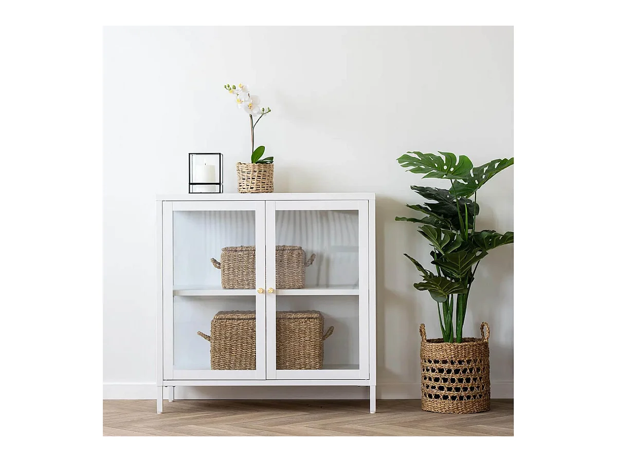 MARINELI - Lot de 2 paniers en jonc de mer et tige métal pour ouverture couvercles