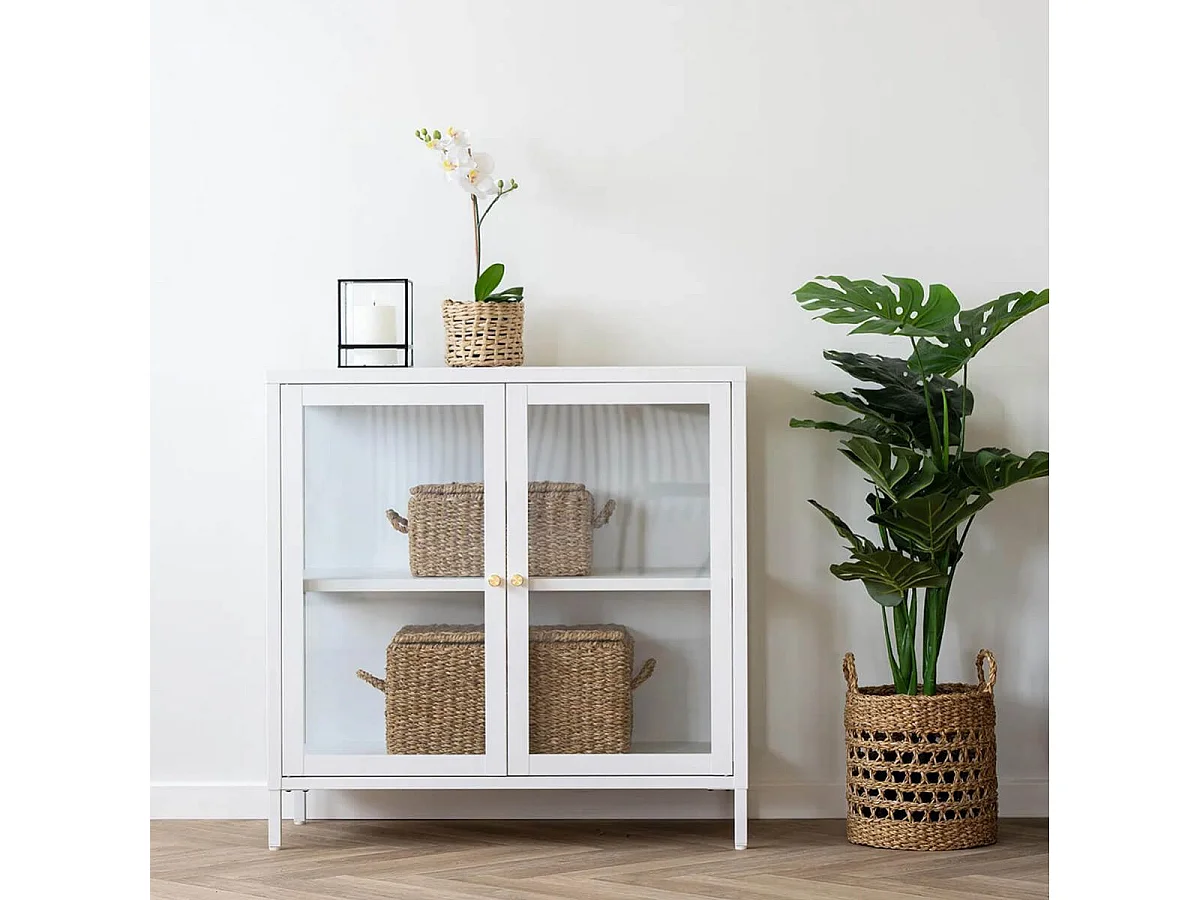 MARINELI - Lot de 2 paniers en jonc de mer et tige métal pour ouverture couvercles