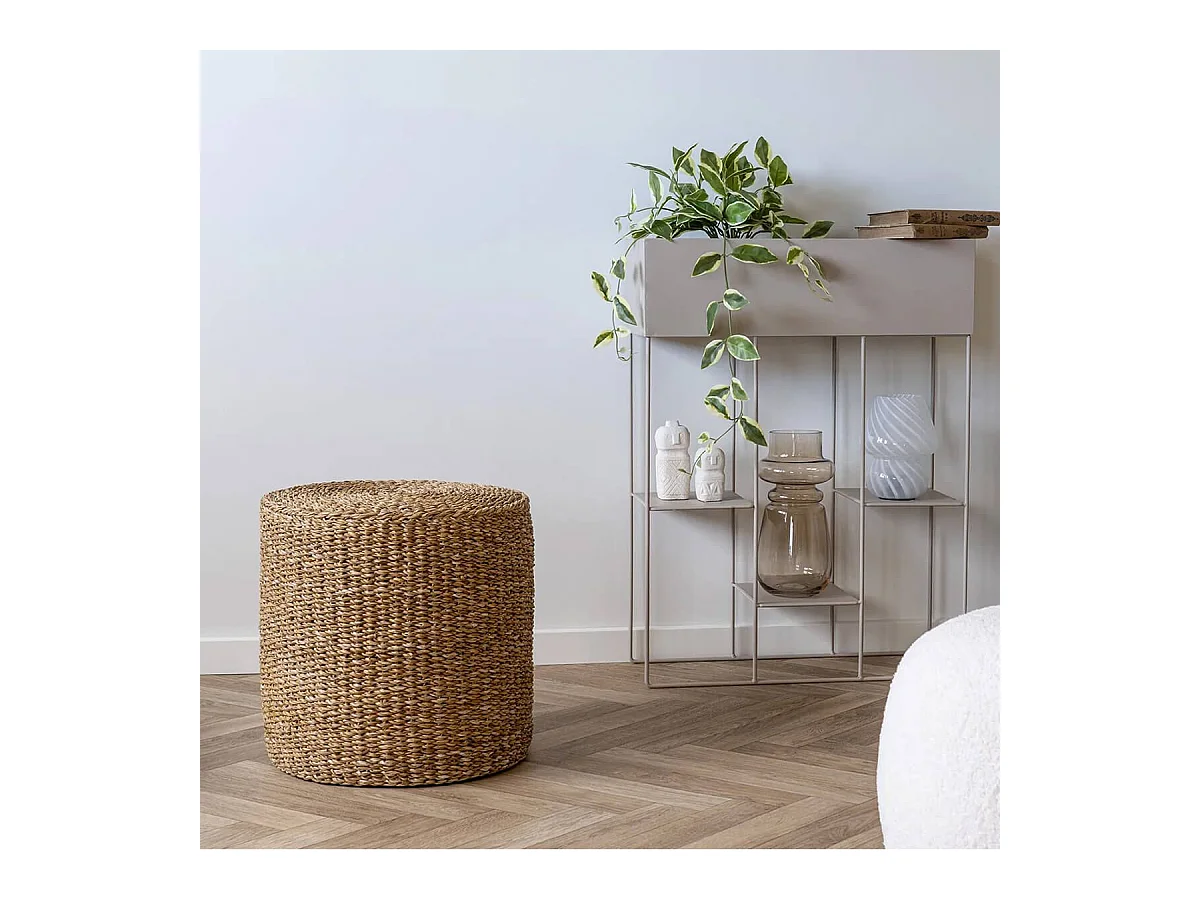 RIVALIA - Pouf en jonc de mer naturel tressé Ø40cm