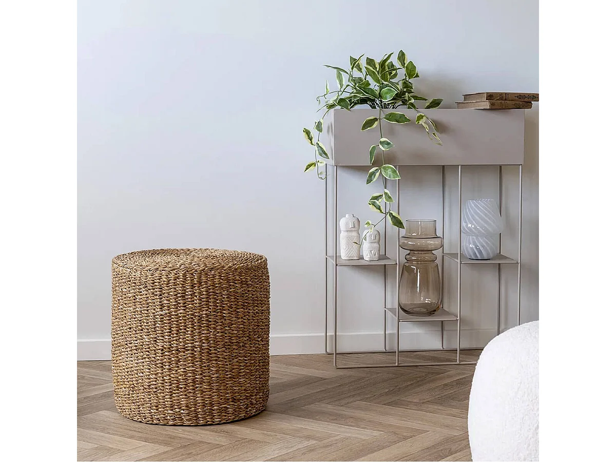 RIVALIA - Pouf en jonc de mer naturel tressé Ø40cm
