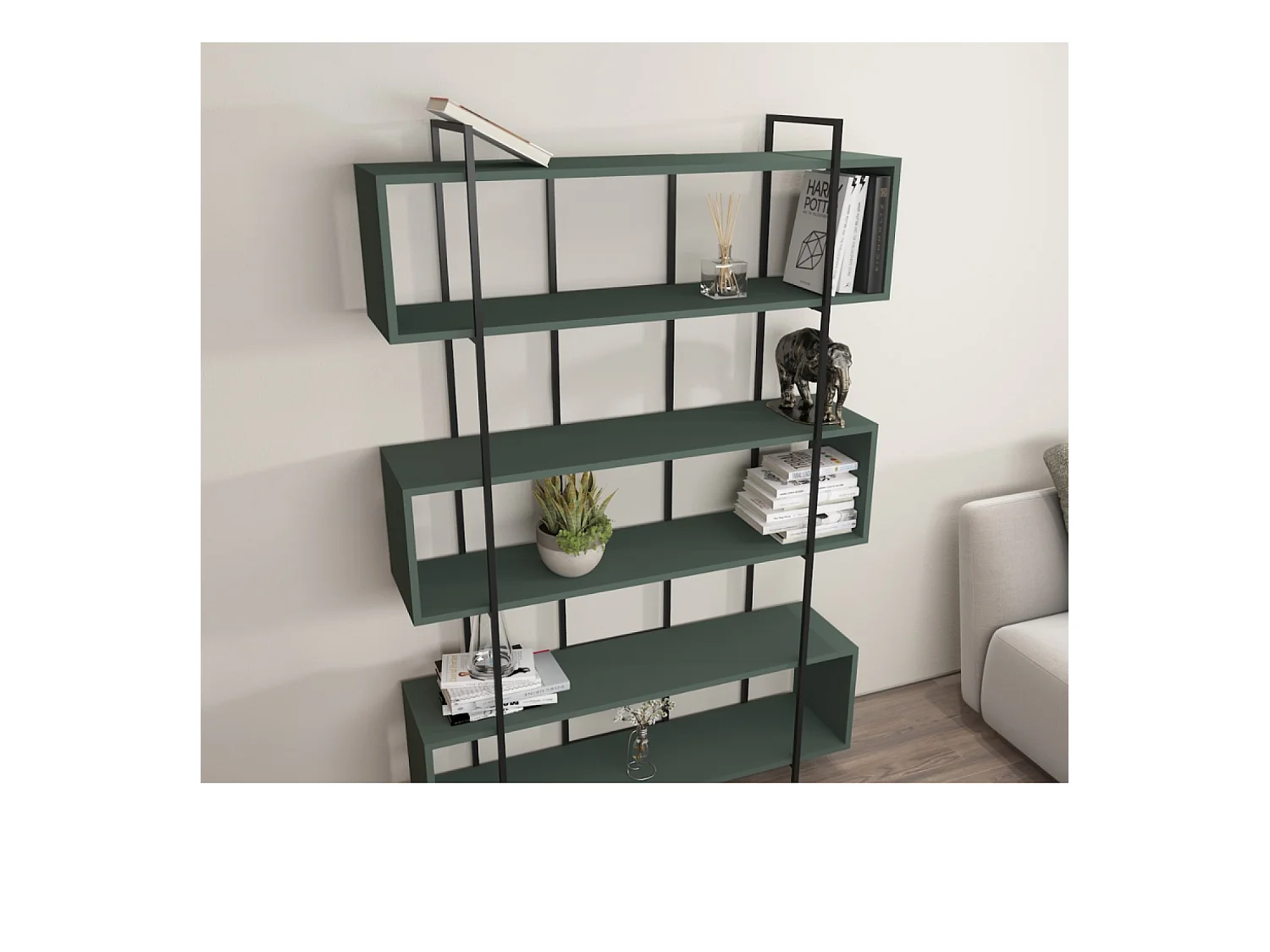 Bibliothèque contemporaine vert 180cm LULI
