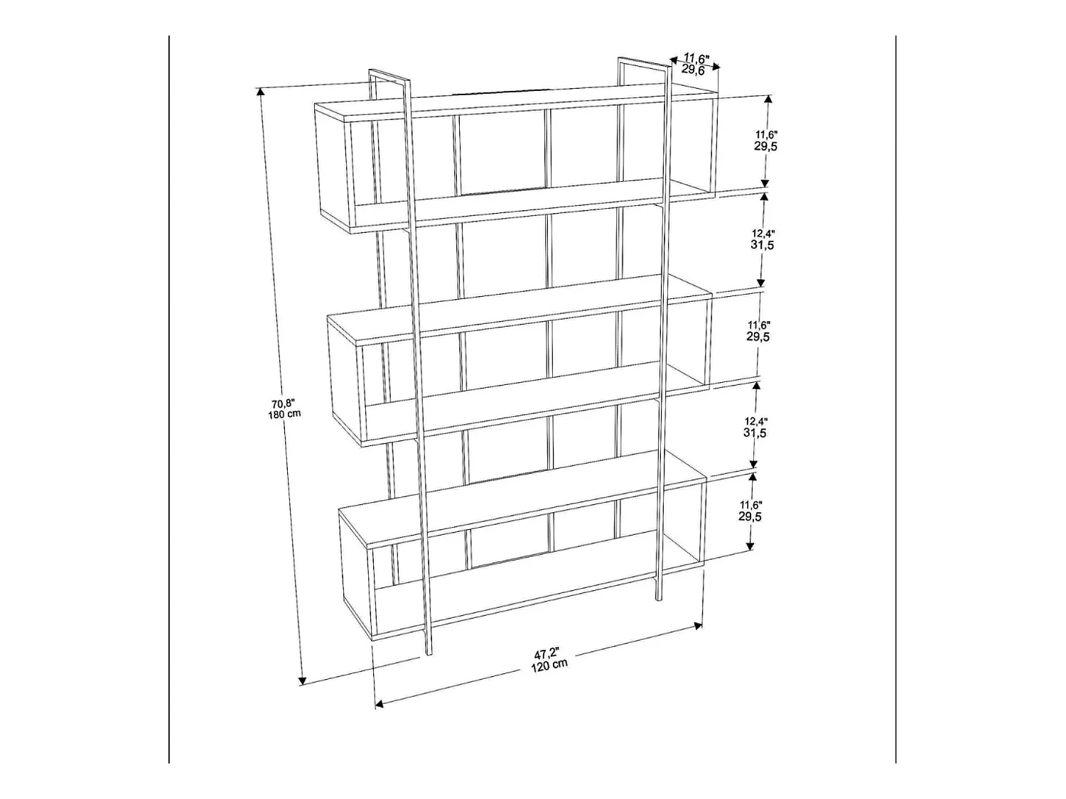 Bibliothèque contemporaine vert 180cm LULI